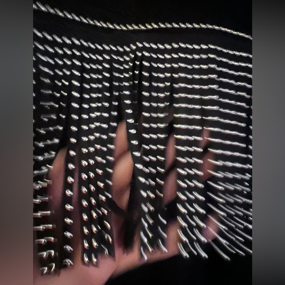 Unisex black denim fringe jacket - Picture 2 of 3